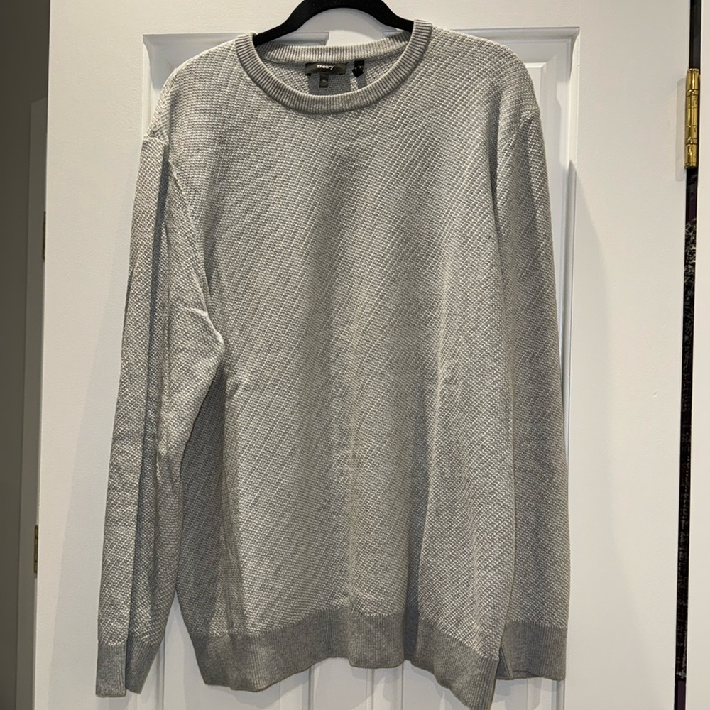 men’s theory cotton heather grey sweater - XL